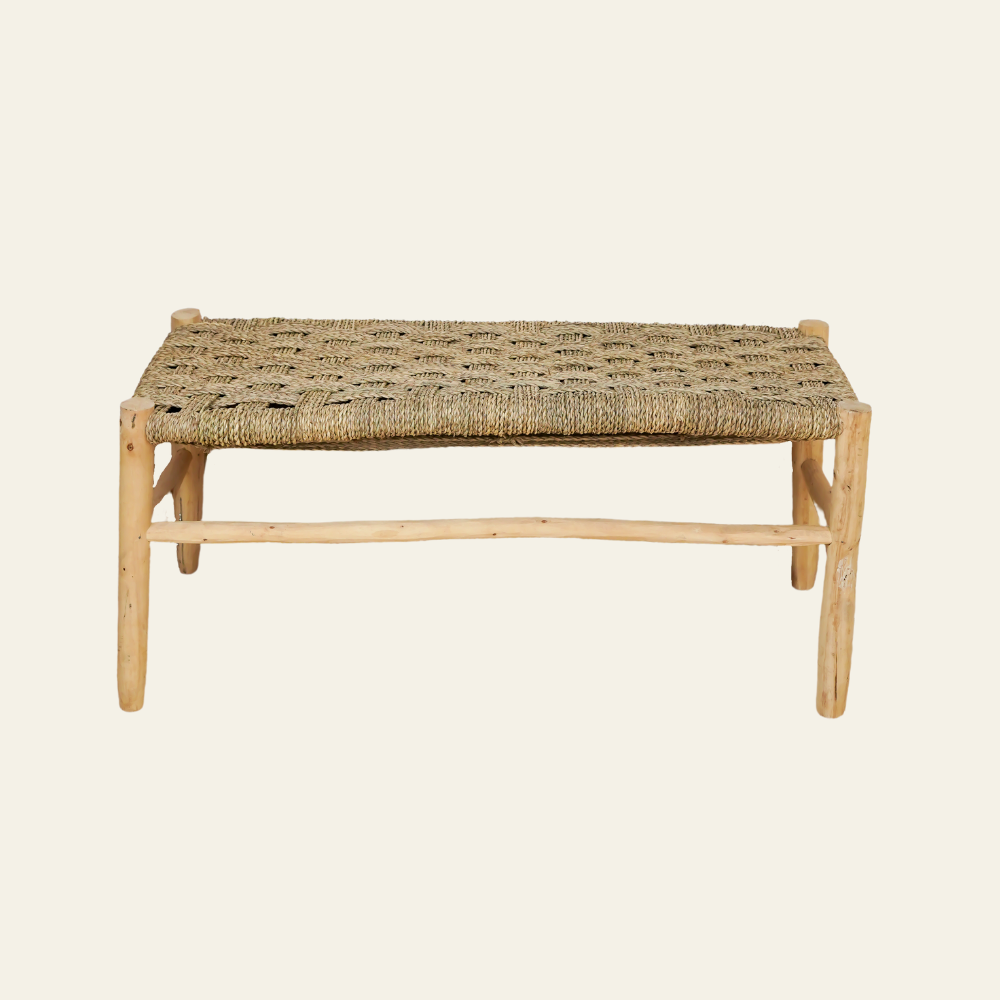 Banc en paille tressé